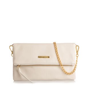 Bolsa Couro Envelope Off White Alça Corrente