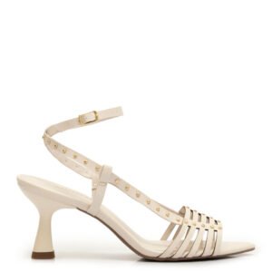 Sandália Off White Recortes Laser Tachas